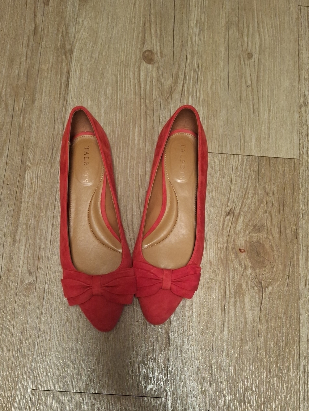 Talbots Red Suede Pointed Toe Flats with Bow
